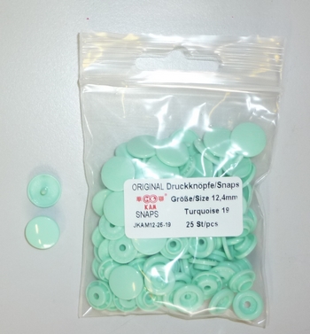 Kamsnap press-buttons 12.4mm (25 pcs), Turquoise 19